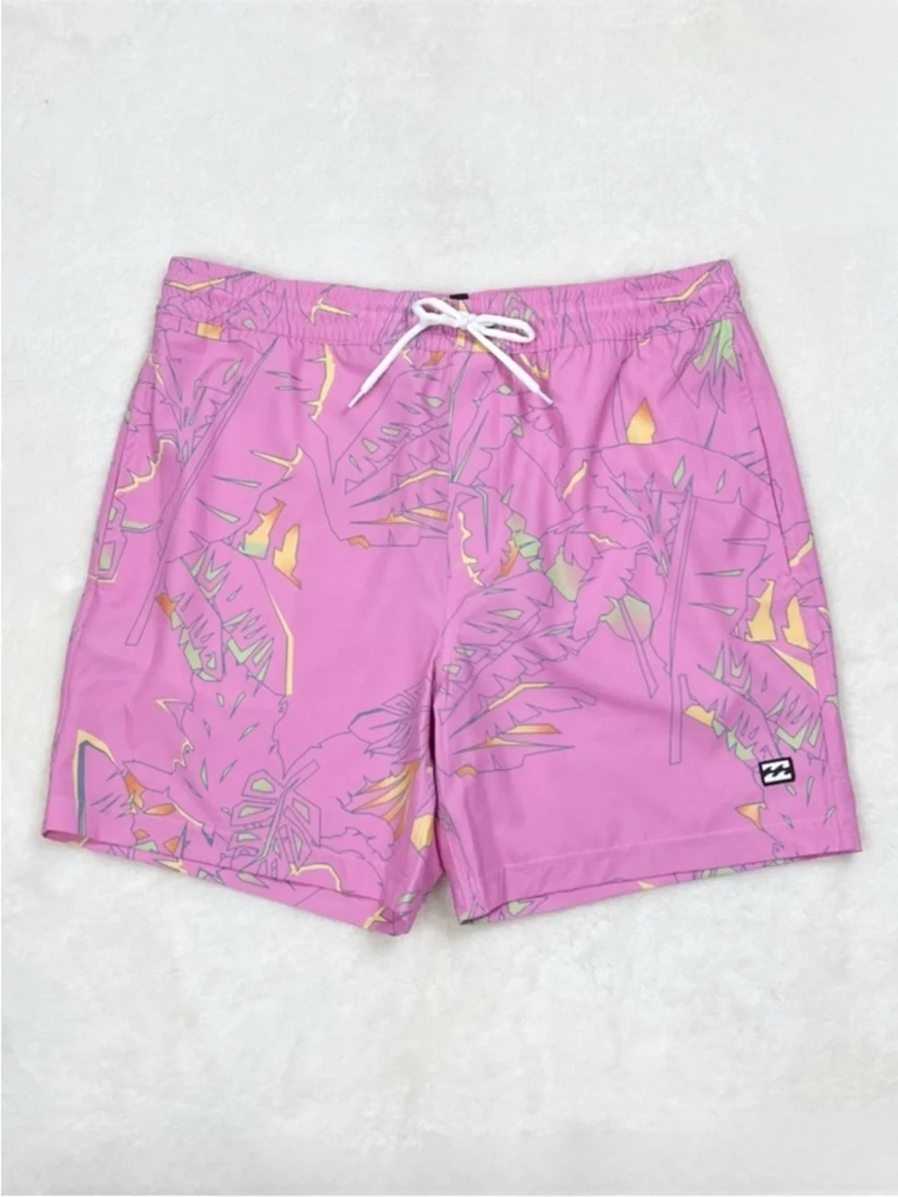 NEW Billabong Men's Pink Palm-Print Swim Trunks Pink
